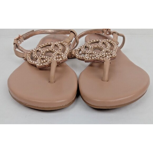 ANTONIO MELANI Tan Sandals with Gold Accents - Picture 4 of 15